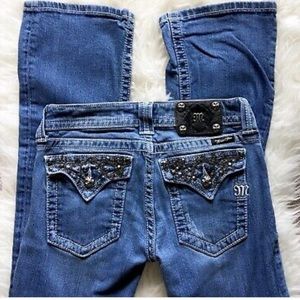 Miss Me Rhinestone Chain Flap Pocket Jeans